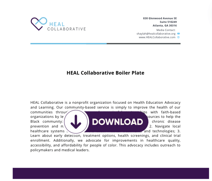 HEAL Collaborative Bailer Plate cover with logo and text.